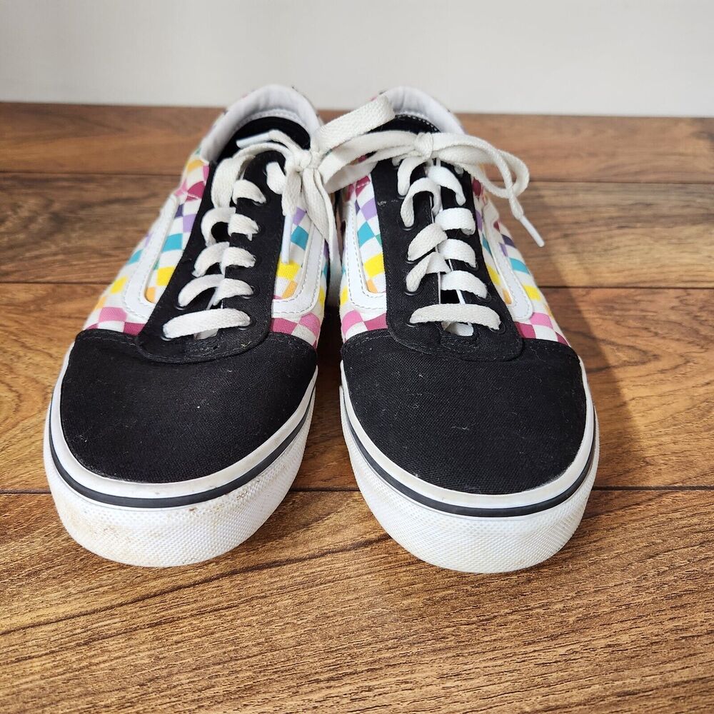VANS Multi Colored Checkerboard Canvas Sneakers Women’s Size 6 Shoe Off the wall - Picture 3 of 7